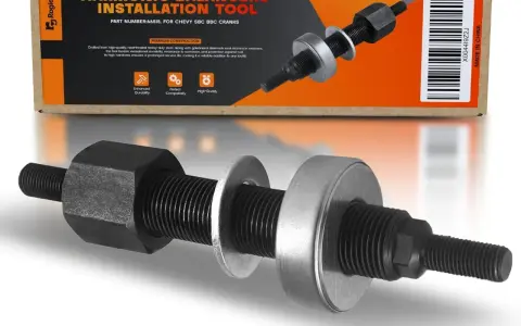 A harmonic balancer installation tool, crafted from heavy-duty steel, designed for Chevy SBC BBC cranks.