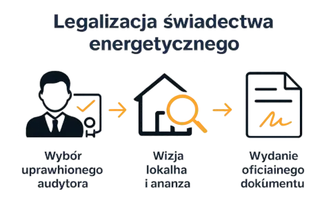 Proces legalizacji świadectwa energetycznego: wybór audytora, wizja lokalna i analiza, wydanie dokumentu. Określenie charakterystyki energetycznej budynku.