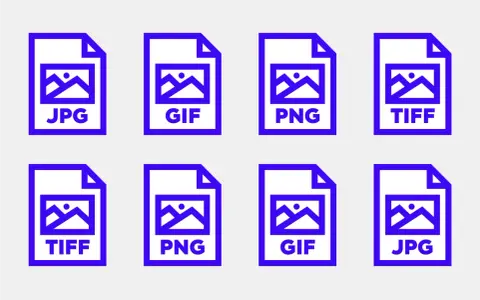 Iconos de archivos de imagen: JPG, GIF, PNG, TIFF. Para impresión, TIFF suele ser el formato de imagen con mejor calidad.