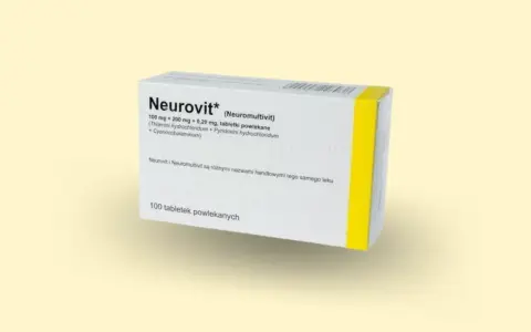 Opakowanie leku Neurovit, który może być stosowany jako lek na nerwobóle. Zawiera witaminy z grupy B.