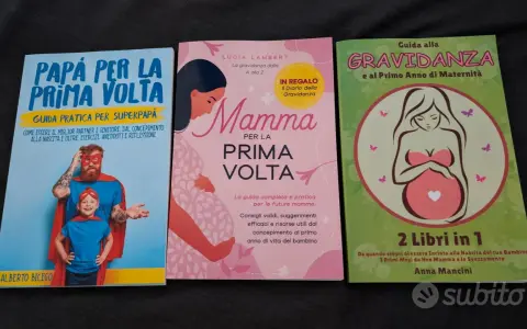 Tre libri per futuri genitori: "Papà per la prima volta", "Mamma per la prima volta" e "Guida alla gravidanza". Perfetti libri da leggere in gravidanza.