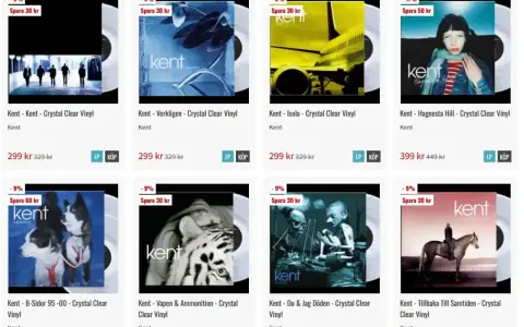 Samling av vinylskivor med Kent, inklusive "Verkligen", "Isola" och "Hagnesta Hill". Ett album av Kent för varje stämning.
