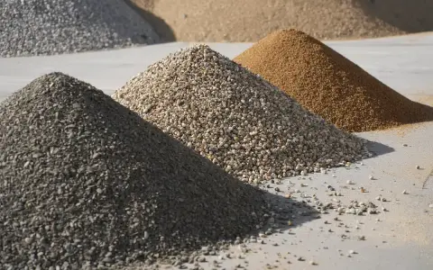 Montones de áridos para hormigón en España. Arena, grava y piedra, ingredientes clave para una tabla dosificación hormigón perfecta.