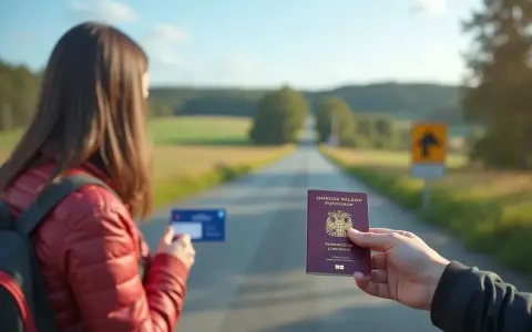 Podróż do Szwecji? Czy do Szwecji potrzebny jest paszport? Kobieta z plecakiem trzyma kartę, a ręka pokazuje paszport.