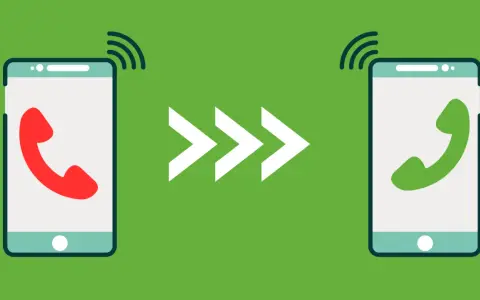 Ilustracja przedstawia dwa telefony, jeden z czerwoną słuchawką, drugi z zieloną, połączone strzałkami. Symbolizuje przekierowanie połączeń motorola.