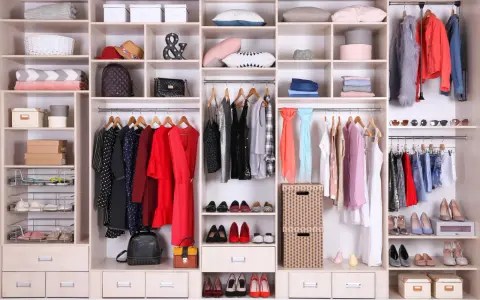 Come organizzare l'armadio con poco spazio: abiti, scarpe, borse e accessori ordinati su ripiani e appendiabiti.