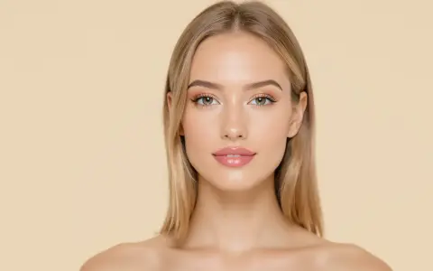 Un visage de jeune femme blonde, aux yeux verts et lèvres roses, une **aha définition** de beauté naturelle.