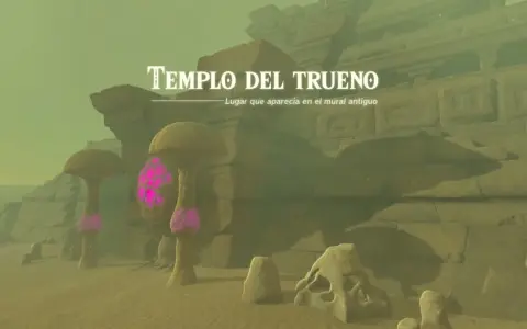 El Templo del Trueno en Zelda: Tears of the Kingdom, un lugar misterioso con hongos brillantes y ruinas antiguas.