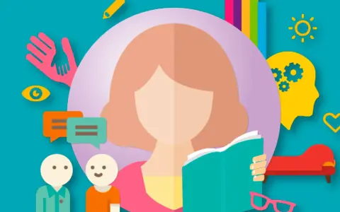 Ilustración sobre apoyo y comprensión para el trastorno específico del aprendizaje, con iconos de ayuda, comunicación y aprendizaje.
