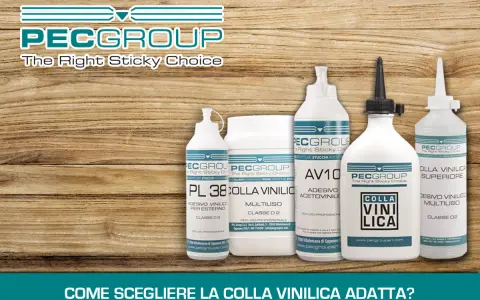 Colle per legno professionali PECGROUP: diverse tipologie di adesivi vinilici per ogni esigenza.