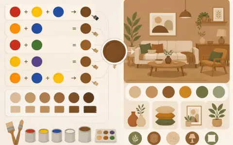 Comment faire du marron en peinture acrylique : mélanges de couleurs pour obtenir différentes nuances de marron, palette de couleurs et décoration intérieure.
