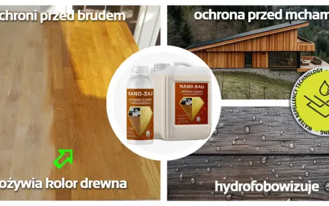 Bielenie drewna i jego ochrona przed brudem i mchami. Impregnat Nano-Bau ożywia kolor drewna i nadaje mu właściwości hydrofobowe.