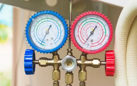 Manometri per condizionatori: il blu misura la bassa pressione, il rosso l'alta. Utili per capire come si usano i manometri per condizionatori.