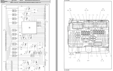 Schemat elektryczny modułu sterującego i skrzynki bezpieczników w komorze silnika Peugeot 307.