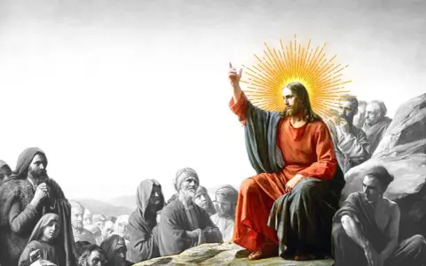Jesus, the way, the truth, and the life, teaches a crowd.