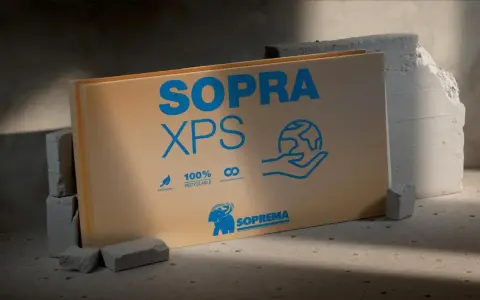 Plaque de polystyrène extrudé SOPRA XPS, 100% recyclable, soutenant l'économie circulaire.