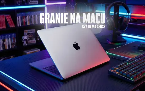 MacBook z podświetlaną klawiaturą i słuchawkami gamingowymi. Czy granie na Macu ma sens?