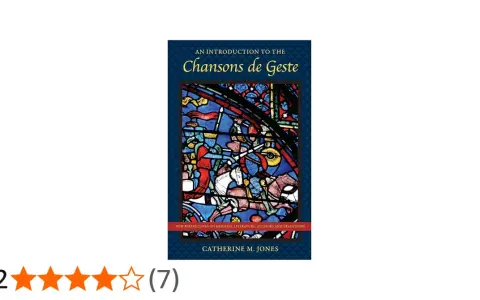 Okładka książki "Chansons de Geste" z witrażem przedstawiającym rycerzy.