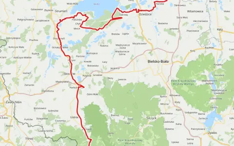 Trasa rowerowa wzdłuż Wisły na Śląsku, prowadząca przez malownicze tereny od Wisły do Bielska-Białej.