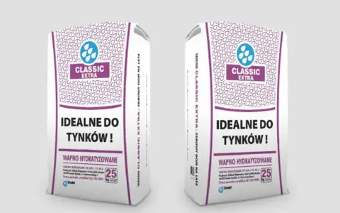 Dwie torby wapna hydratyzowanego Classic Extra, idealne do tynków. Opakowanie 25 kg.