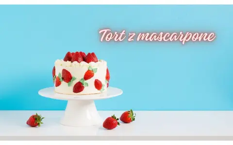 Pyszny tort z mascarpone i truskawkami. Zastanawiasz się, ile może stać tort z mascarpone? Ten wygląda świeżo i apetycznie!