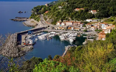 Maratea: un incantevole porto con barche ormeggiate, case colorate e vegetazione lussureggiante. Scopri cosa vedere nel suo centro storico.