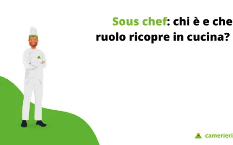 Chef con barba e cappello da cuoco, braccia conserte. Titolo: "Sous chef: chi è e che ruolo ricopre in cucina?".