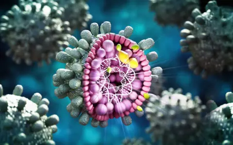 Detaljerad bild av hepatit B-virus. Inkubationstiden kan variera, men viruset sprider sig snabbt.
