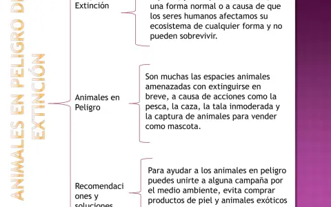 Mapa mental sobre animales en peligro de extinción, sus causas y soluciones.