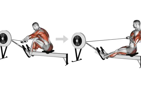 Le rameur sollicite les muscles du dos, des bras et des jambes. Illustration anatomique montrant les muscles en action.
