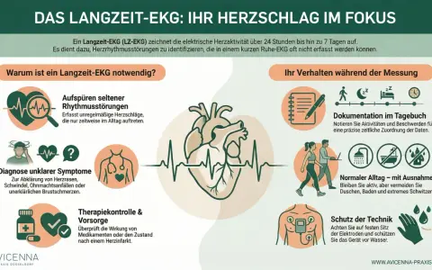 Das Langzeit-EKG hilft, Herzrhythmusstörungen zu erkennen, die im Alltag auftreten. Es dokumentiert den Herzschlag über Tage.