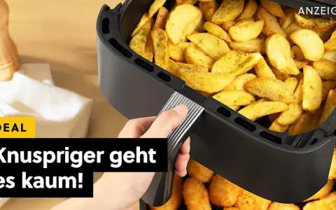 Knusprige Kartoffelspalten aus dem Airfryer. So einfach funktioniert ein Airfryer für leckere Snacks.