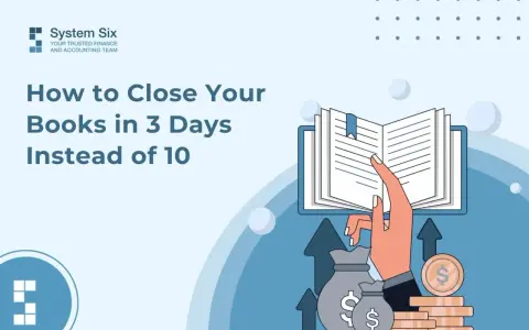 Streamline your finances with bookkeeping automation. This graphic shows how to close books faster, with money bags and rising arrows symbolizing efficiency and growth.