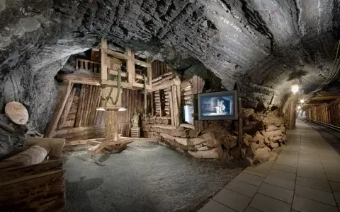 W kopalni soli w Bochni, na trasie turystycznej, zobaczysz historyczne urządzenia i drewniane konstrukcje.