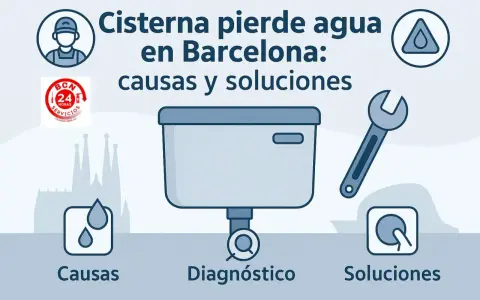 Guía para saber como arreglar una cisterna que pierde agua en Barcelona. Muestra causas, diagnóstico y soluciones.