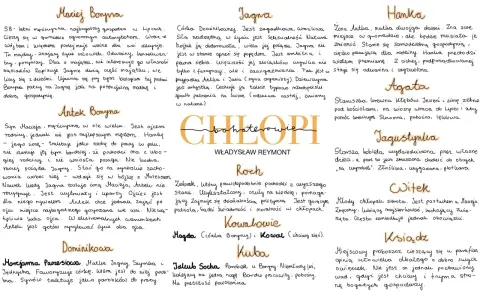 Maciej Borjna, Jagna, Hanka, Agata, Jagustynka, Witek, Ksiądz – bohaterowie streszczenie z "Chłopów" Reymonta.