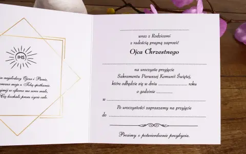 Zaproszenie na chrzciny tekst: zaproszenie na uroczyste przyjęcie Sakramentu Pierwszej Komunii Świętej, z prośbą o potwierdzenie przybycia.