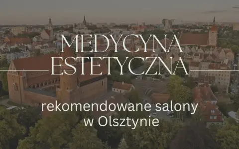 Widok z lotu ptaka na zamek i miasto z napisem "Medycyna Estetyczna".