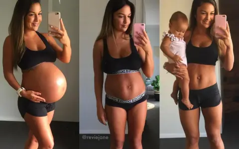 Vorher-nachher-Bauch: Schwanger, kurz nach der Geburt und mit Baby.