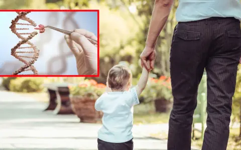 Badanie DNA sugeruje autyzm dziedziczenie po matce. Dziecko trzyma ojca za rękę.