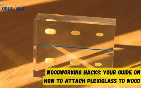 Woodworking hacks: Learn how to attach plexiglass to wood with this guide. The image shows a clear acrylic block with yellow oval shapes inside, resting on a wooden surface.