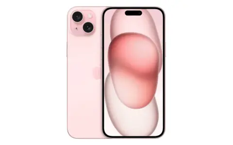 Två rosa iPhones, en framifrån med en abstrakt bakgrund och en bakifrån med dubbla kameror. Perfekt för dig som vill flytta från Android till iPhone.