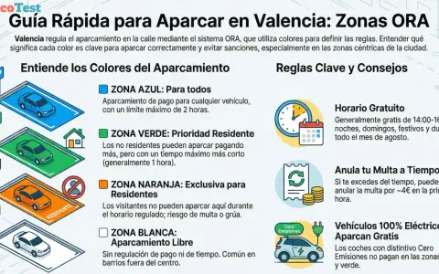 Guía de aparcamiento en Valencia: Zonas ORA. Los hibridos pagan zona azul, pero los eléctricos 100% son gratis.