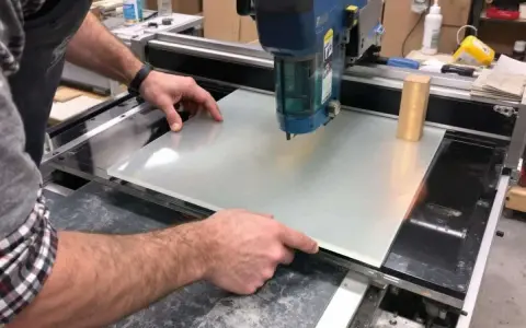 Main tenant du plexiglas pour le couper au cutter.