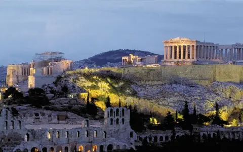 The Parthenon stands majestically on the Acropolis, a timeless symbol of ancient Greece.