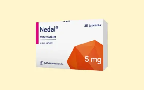 Opakowanie leku Nedal z nebivololem 5 mg, 28 tabletek.