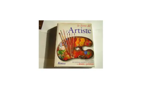 Le livre "L'Artiste" de Bordas, un guide pour devenir artiste auteur, avec une palette de peintre et des pinceaux.