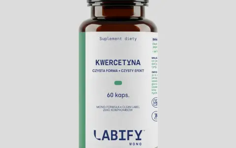 Butelka suplementu diety z kwercetyną, 60 kapsułek.