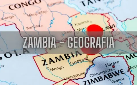 Mapa Afryki z zaznaczoną Zambią, która graniczy z Zambią. Widoczne też Zimbabwe i Kongo.