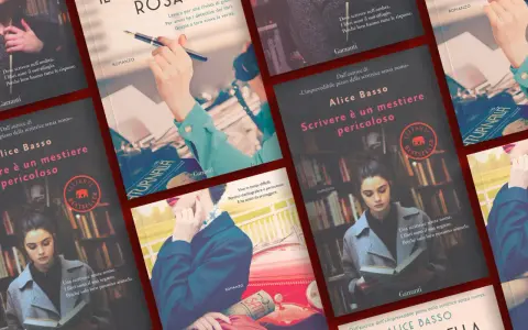 Copertine di libri di Alice Basso, tra cui "Il grido della rosa" e "Scrivere è un mestiere pericoloso".